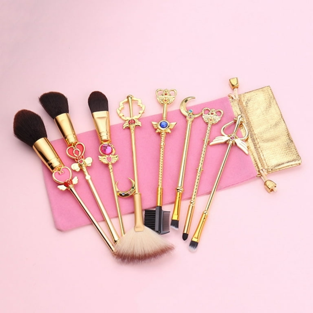 Sailor Moon Makeup Brush 8pcs Set With Pouch Brushes With Cute Pink Bag NWT